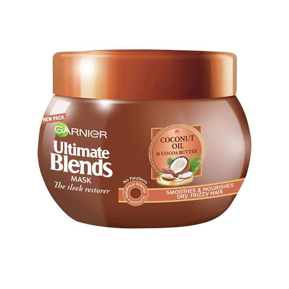 ماسک مو روغن نارگیل و کره کاکائو Ultimate blends گارنیه مدل Coconut Oil & Cocoa Butter حجم 300 میل
