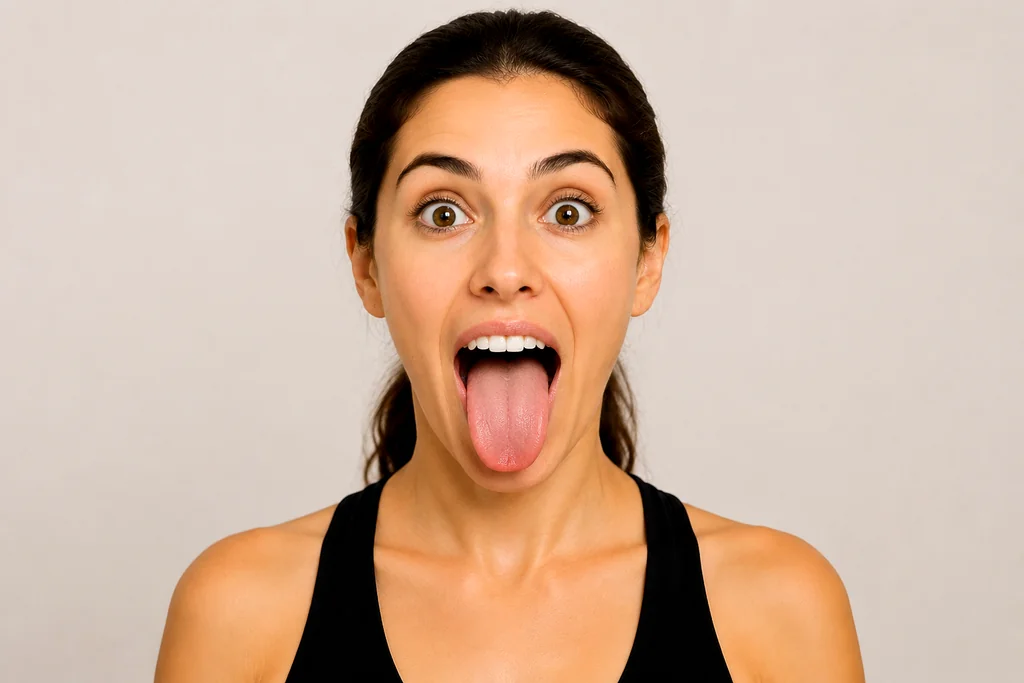 ژست شیر در یوگای صورت برای کاهش تنش عضلات